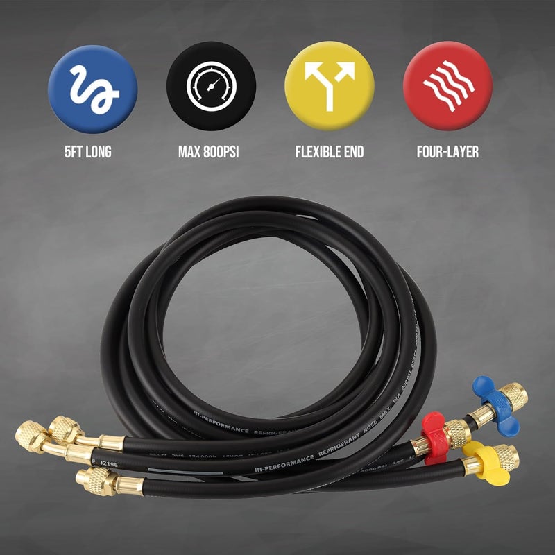 Lichamp AC R134A Gauge Set, Automotive Manifold Gauge Compatible with R32 R134A and R410 Refrigerants, Works on Car Freon Charging and Evacuation - Image 5